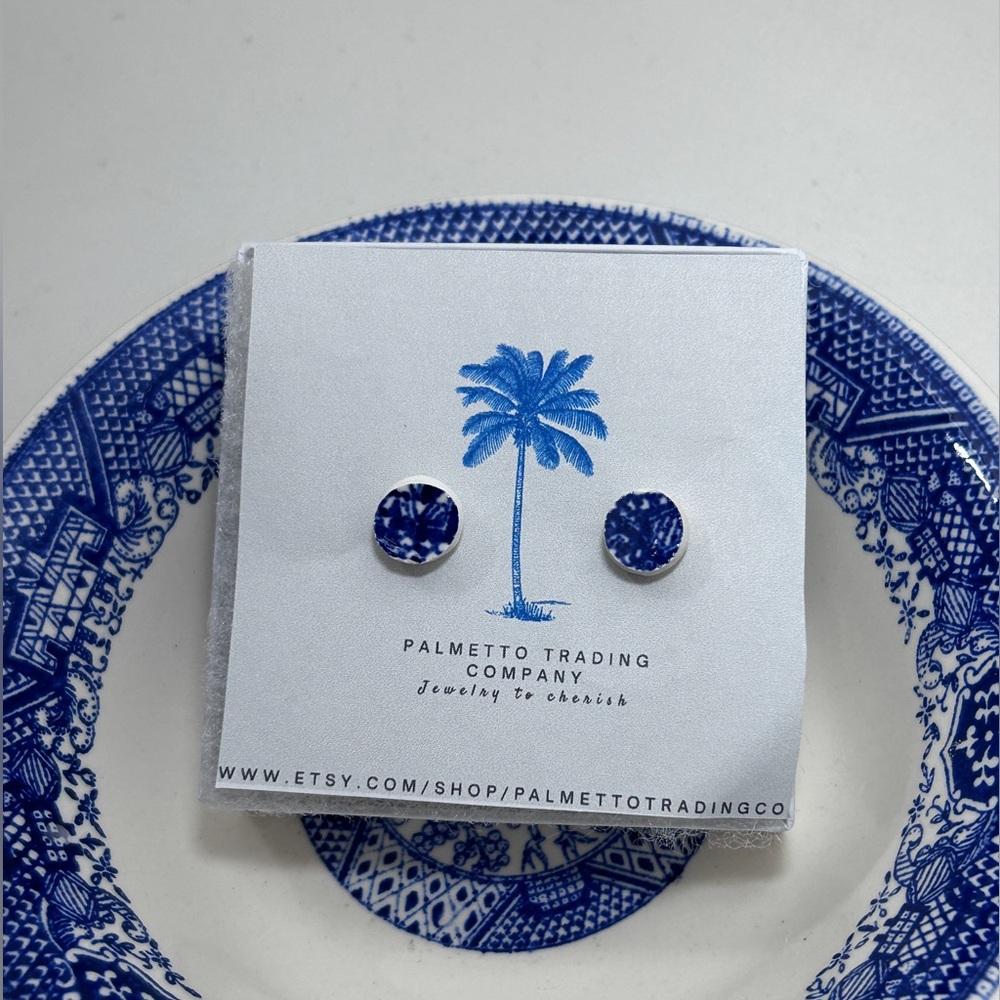 Chinoiserie Blue White China Earrings Handmade New Weddings Graduation Birthday - Picture 3 of 5
